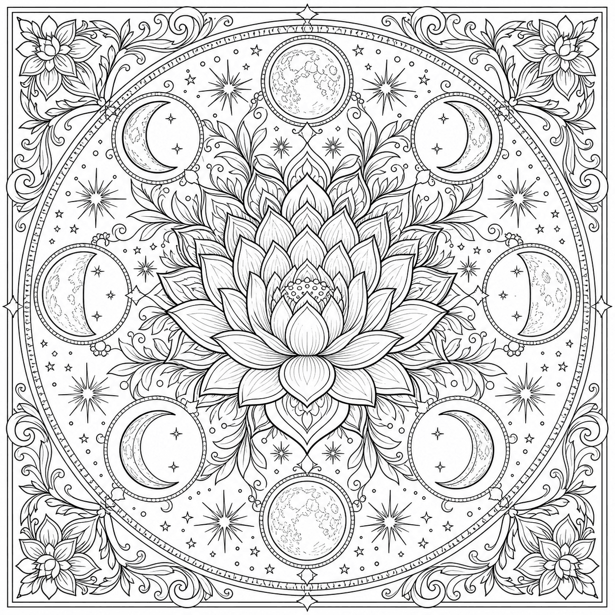 Frame-worthy floral mandala adult coloring page example