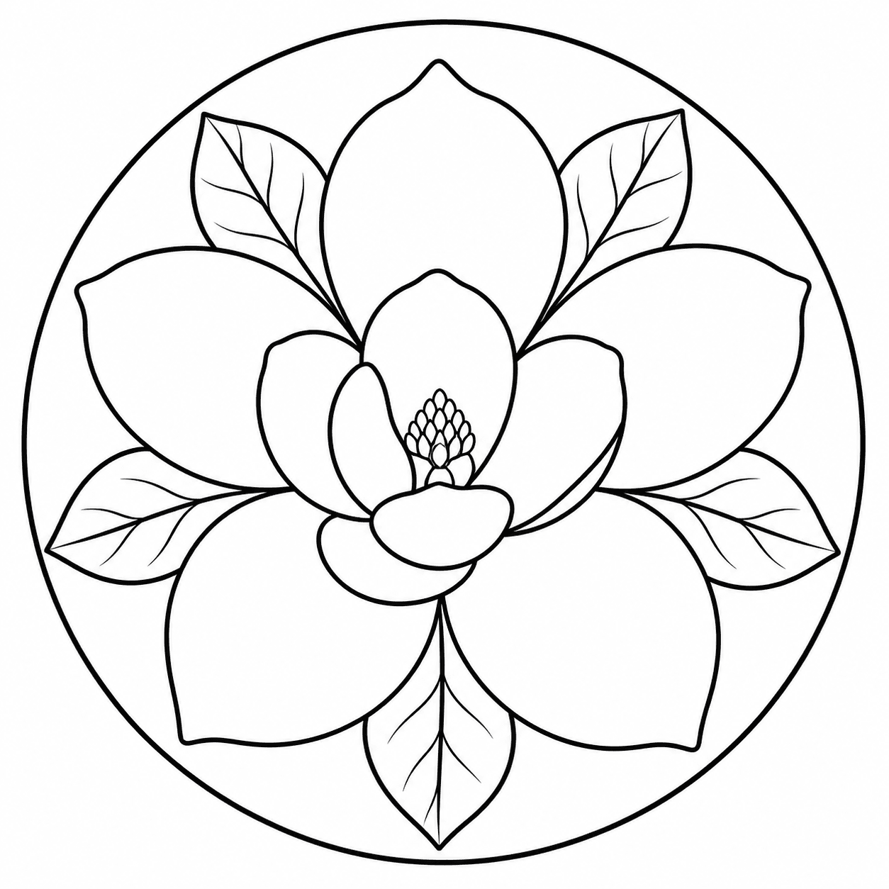 Open & relaxing floral mandala adult coloring page example