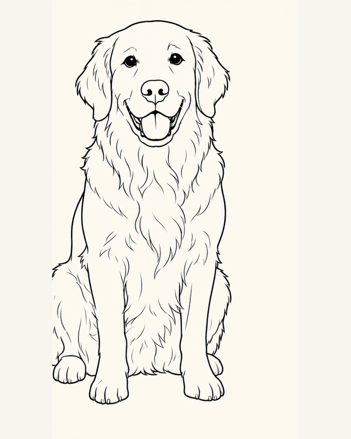 Golden retriever photo converted into printable line art