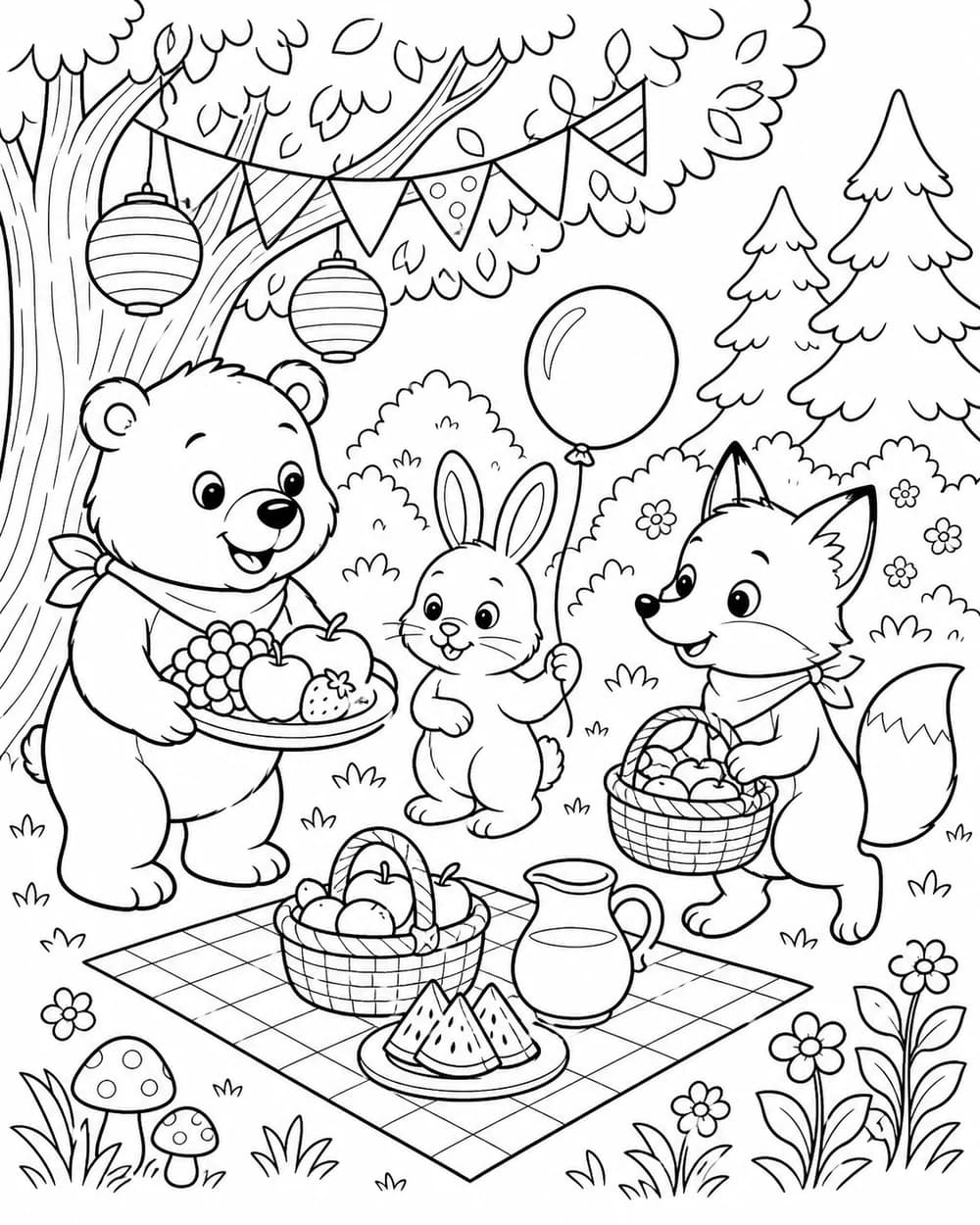 Animal Party custom coloring page idea for kids