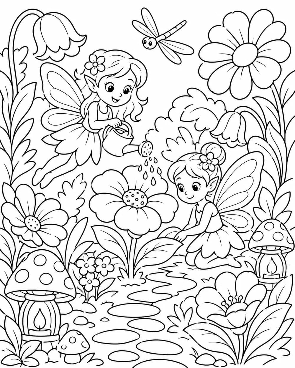 Garden Fairies custom coloring page idea for kids