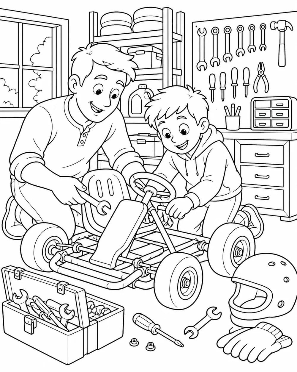 Vehicle Workshop custom coloring page idea for kids