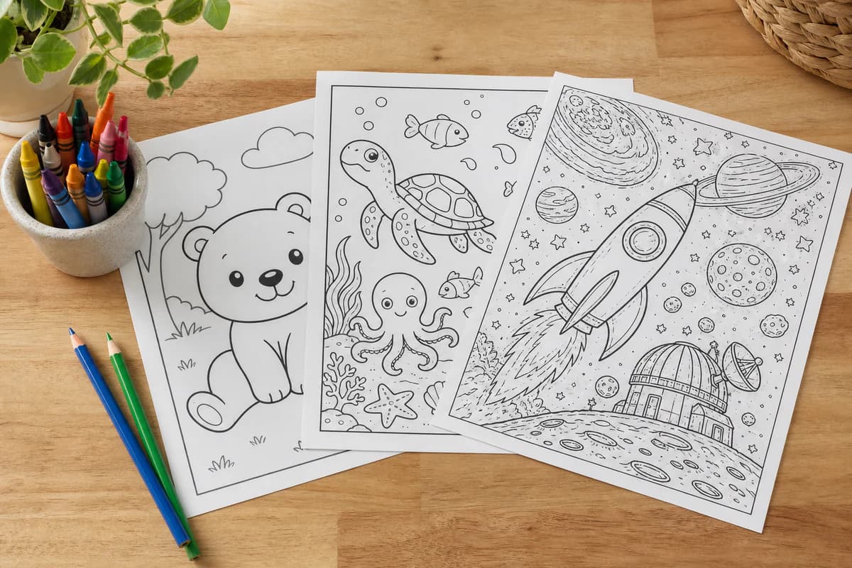 Printable kids coloring pages arranged by age and detail