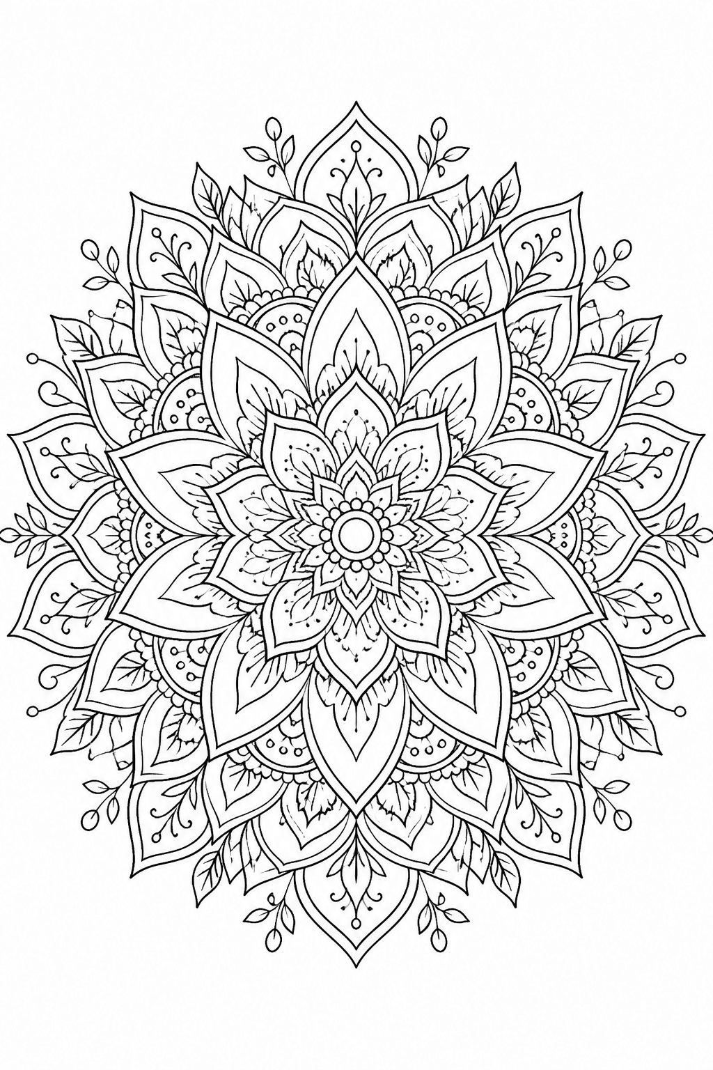 Uncolored mandala before choosing a color scheme