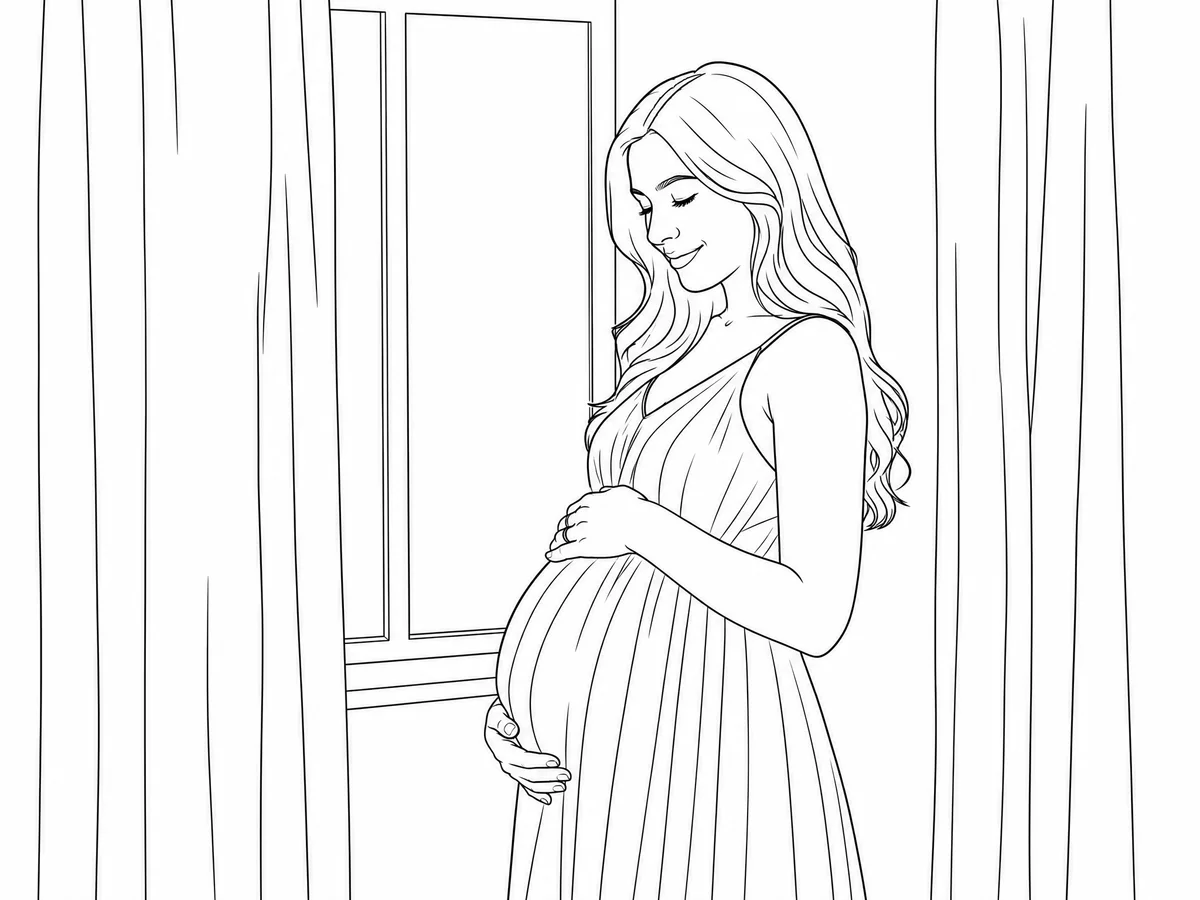 Pregnancy portrait converted into a printable coloring page