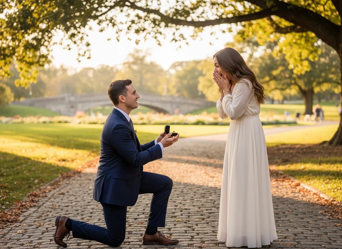 Romantic garden proposal photo before conversion