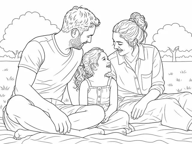 The same family photo converted into a detailed line drawing with more contours