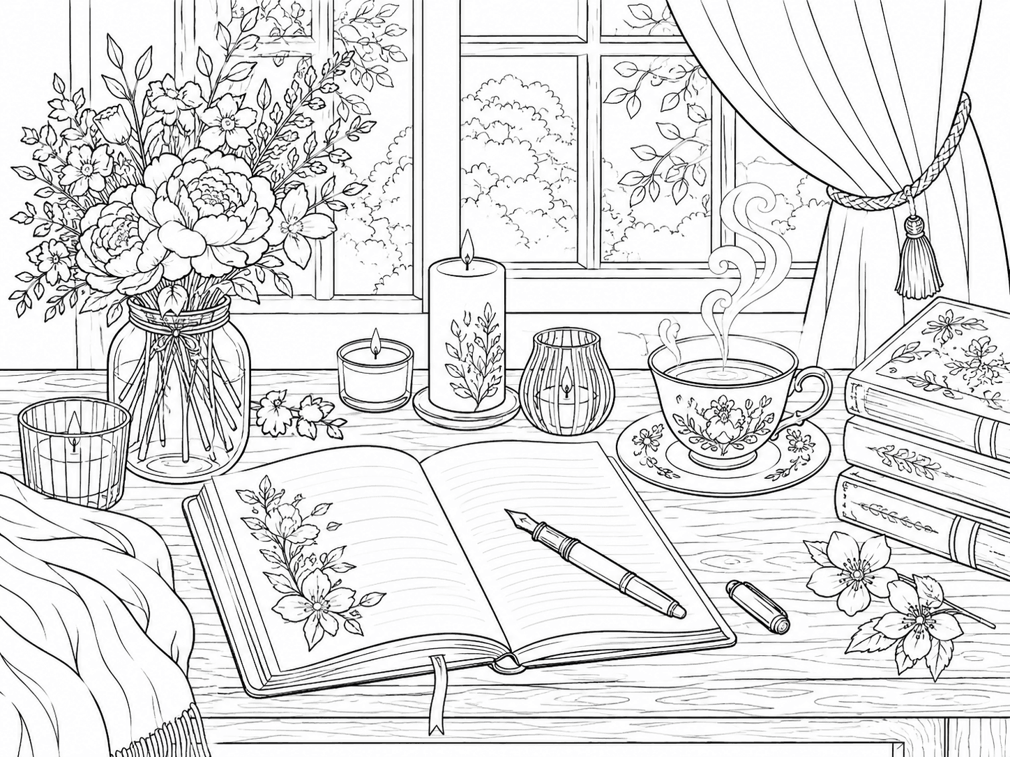 Mindful Journaling Coloring Page line art example