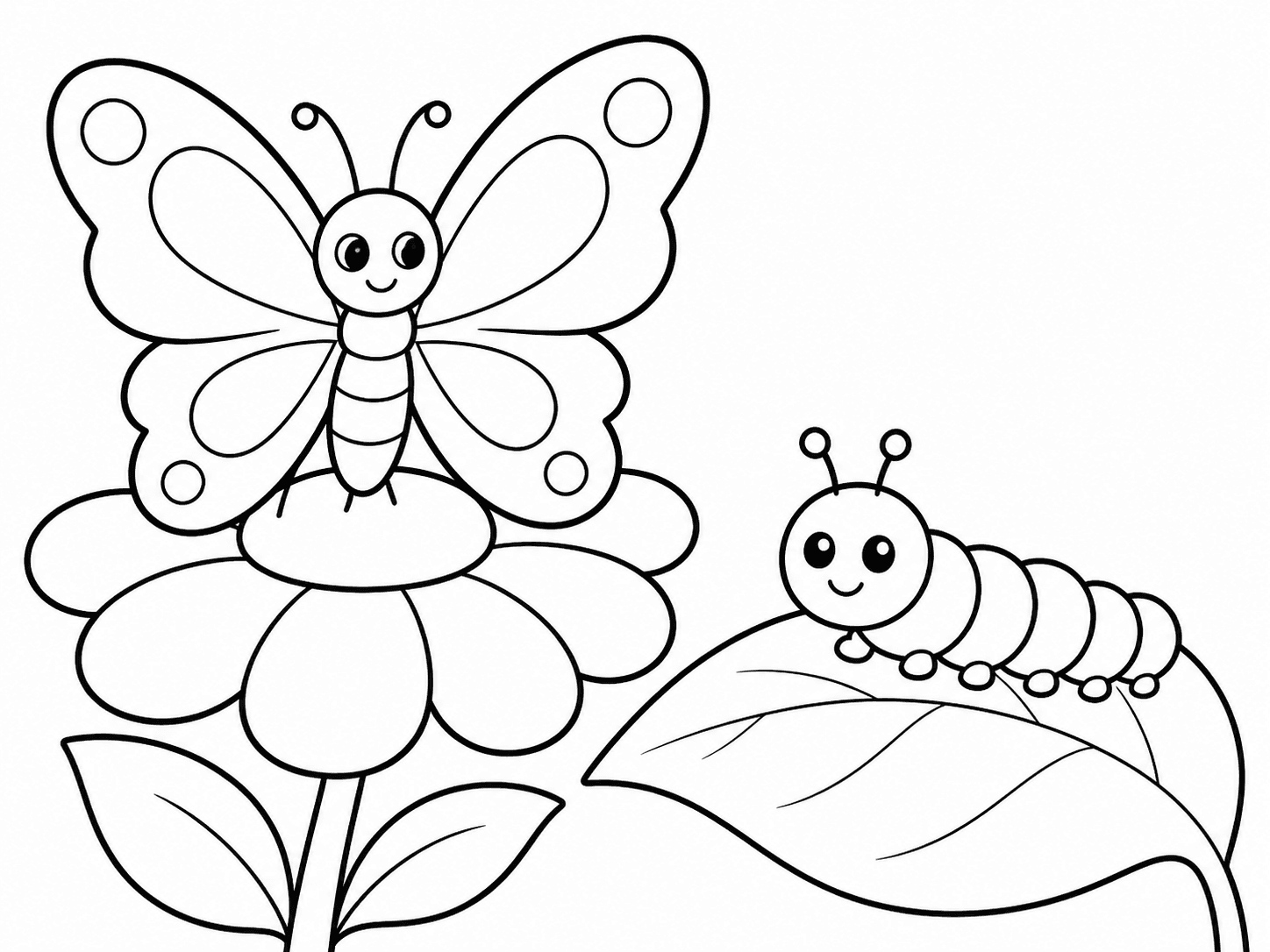Mariposa y oruga sencillas para una actividad de 3 a 6 años