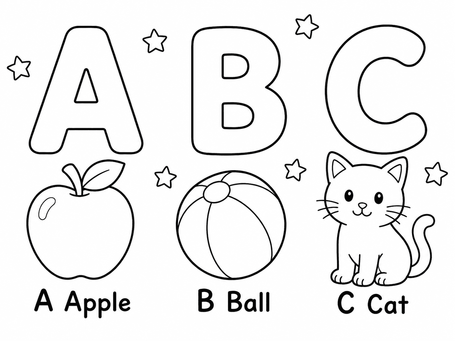 ABC First Words Coloring Page line art example