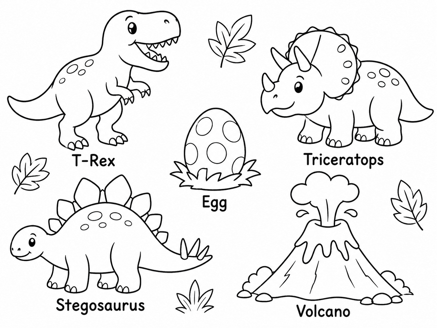 Dinosaur Vocabulary Coloring Page line art example