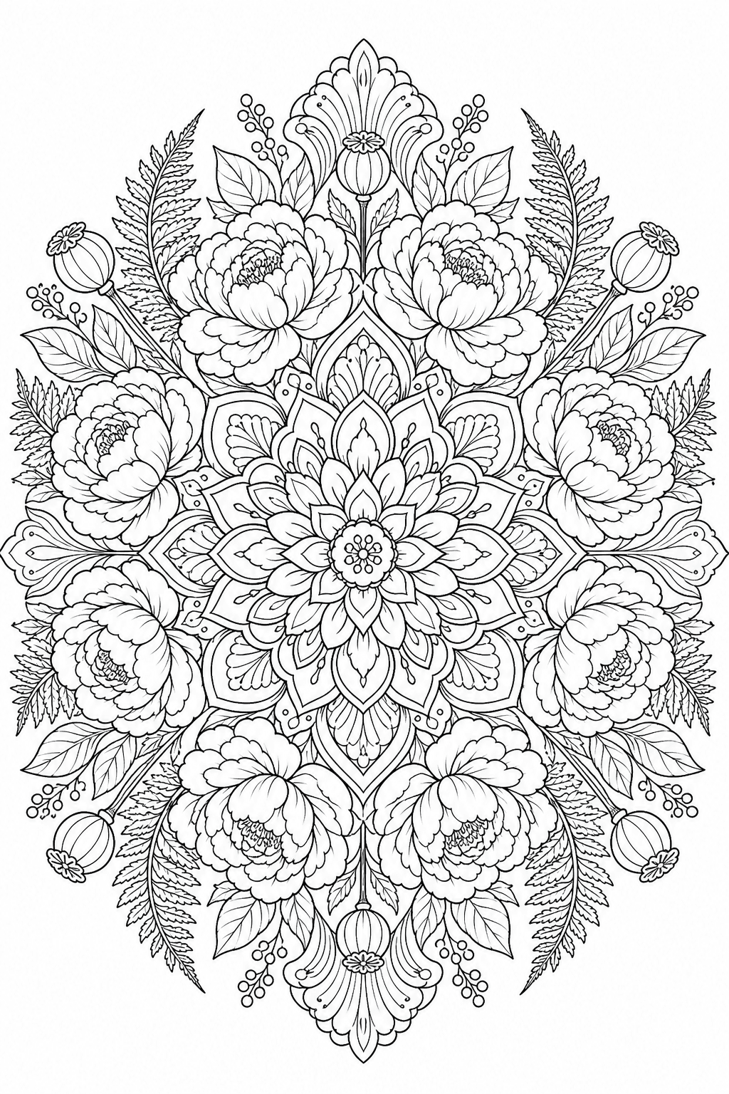 Mandala botánico para colorear