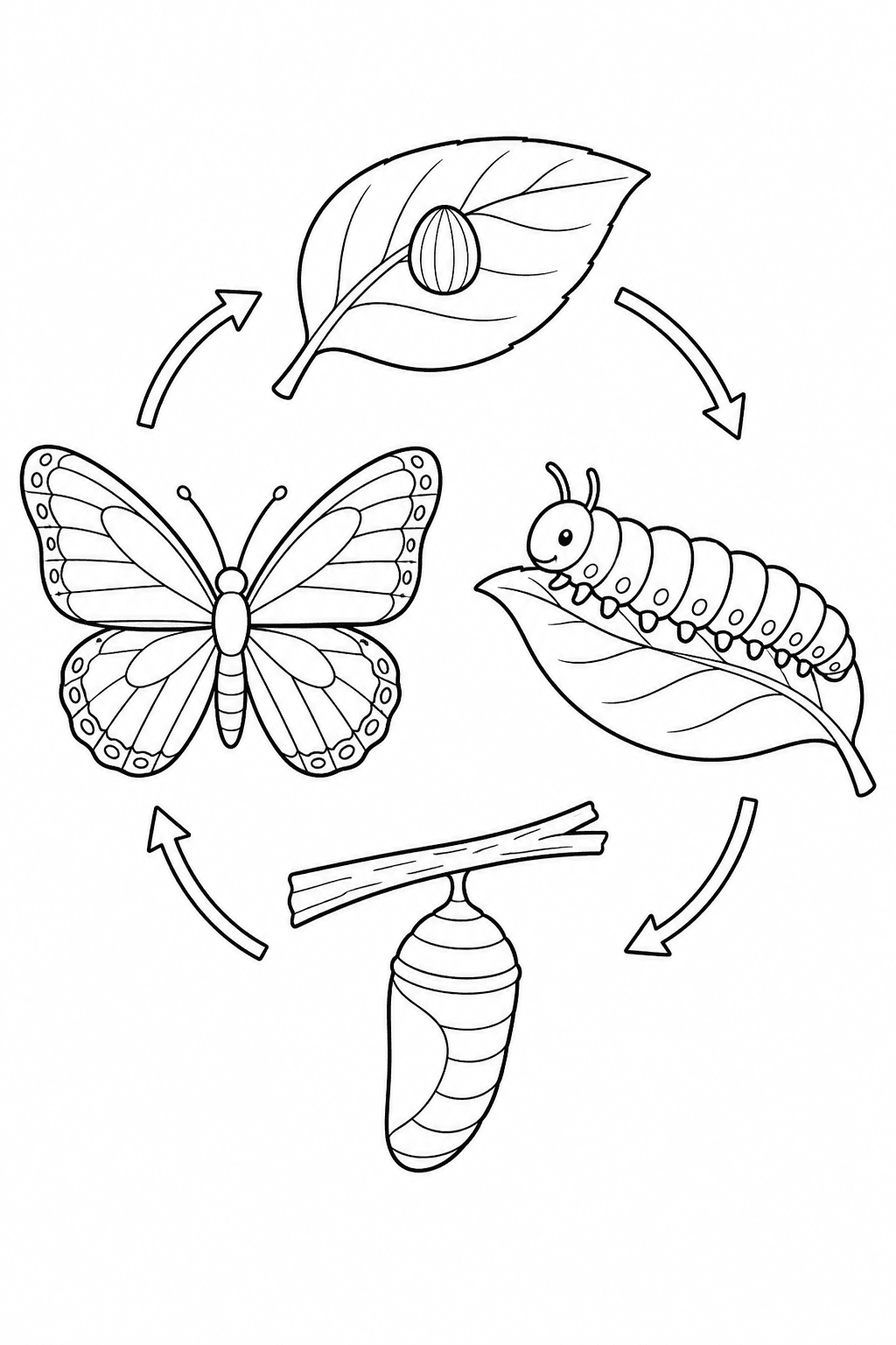 Ficha para colorear sobre el ciclo de la mariposa