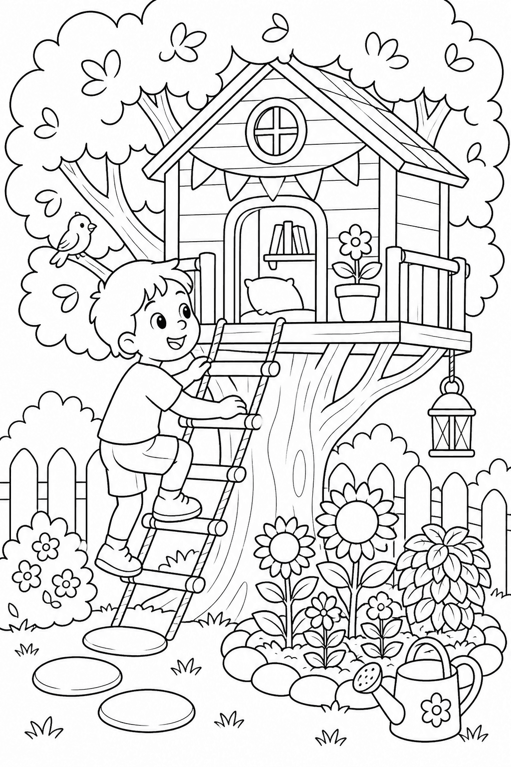 Casa del árbol para colorear