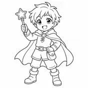 Expressive young adventurer anime coloring-page style