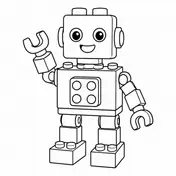 Blocky toy robot coloring-page style