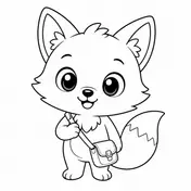 Tiny fox chibi coloring-page style