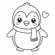 Cute penguin kawaii coloring-page style