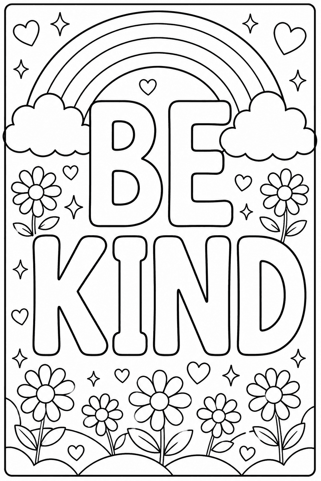 BE KIND printable word coloring page
