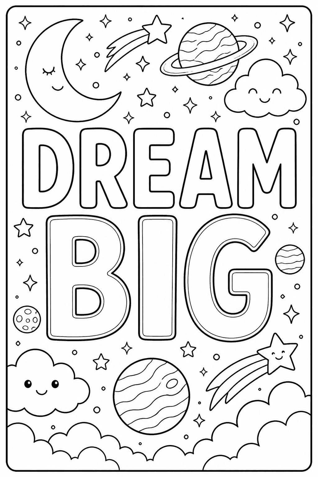 DREAM BIG printable word coloring page