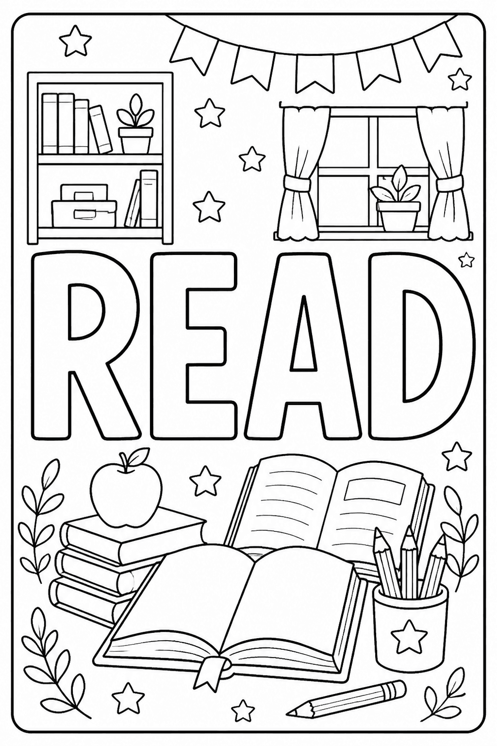 READ printable word coloring page