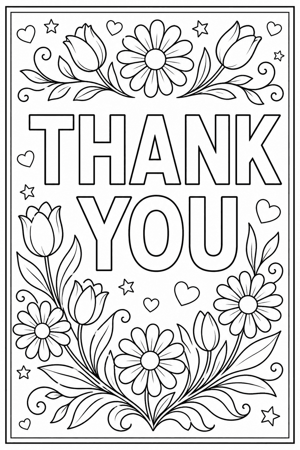 THANK YOU printable word coloring page