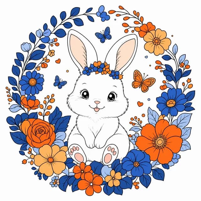 Complementary five-color palette applied to the same example coloring page