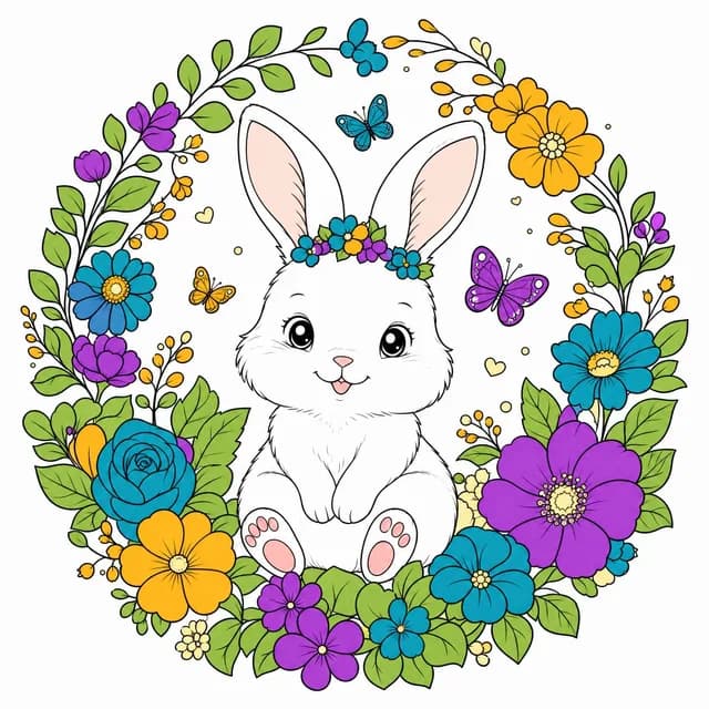 Tetradic color palette applied to the same coloring page