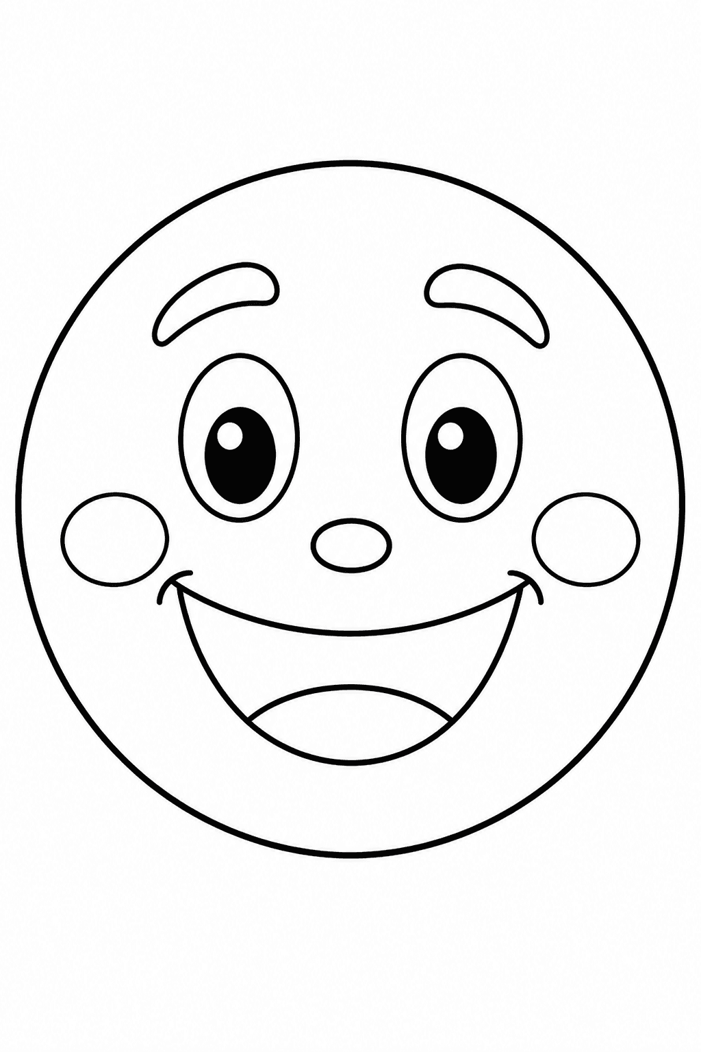 Simple happy face line-art coloring page for a feelings conversation