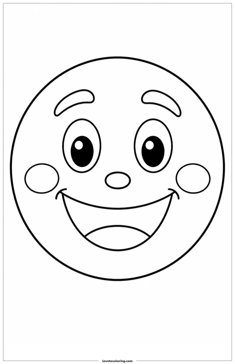 Simple happy face line-art coloring page for a feelings conversation