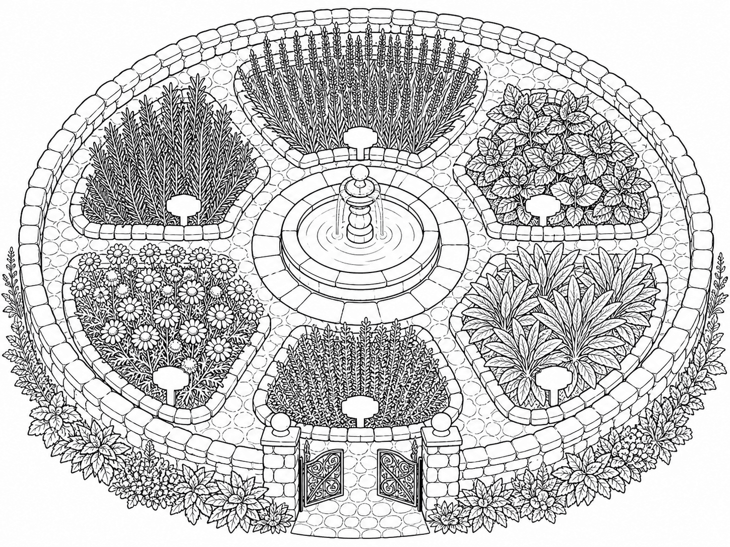 香草花園圓環成人著色頁