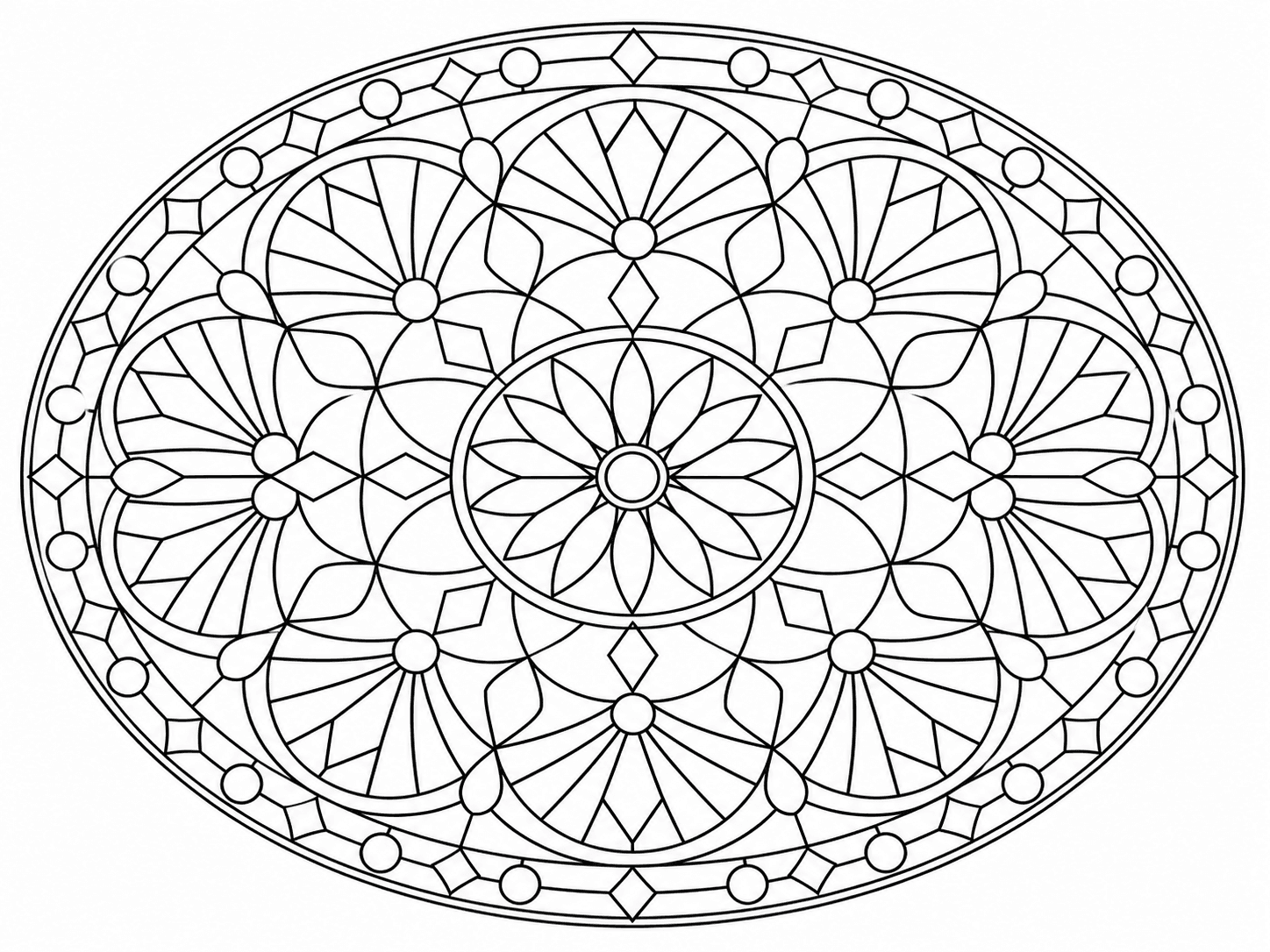 Radial mosaic pattern adult coloring page