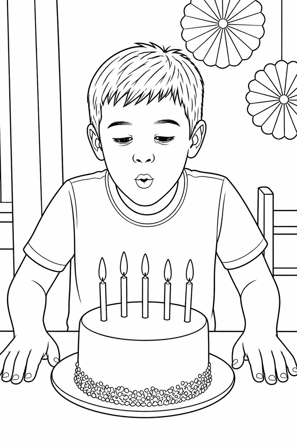 Birthday photo converted into a printable coloring page