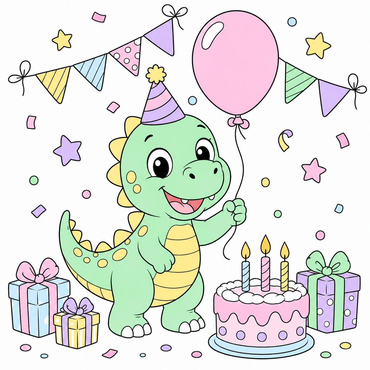 A joyful birthday memory finished color reference using the Pastel Palette palette