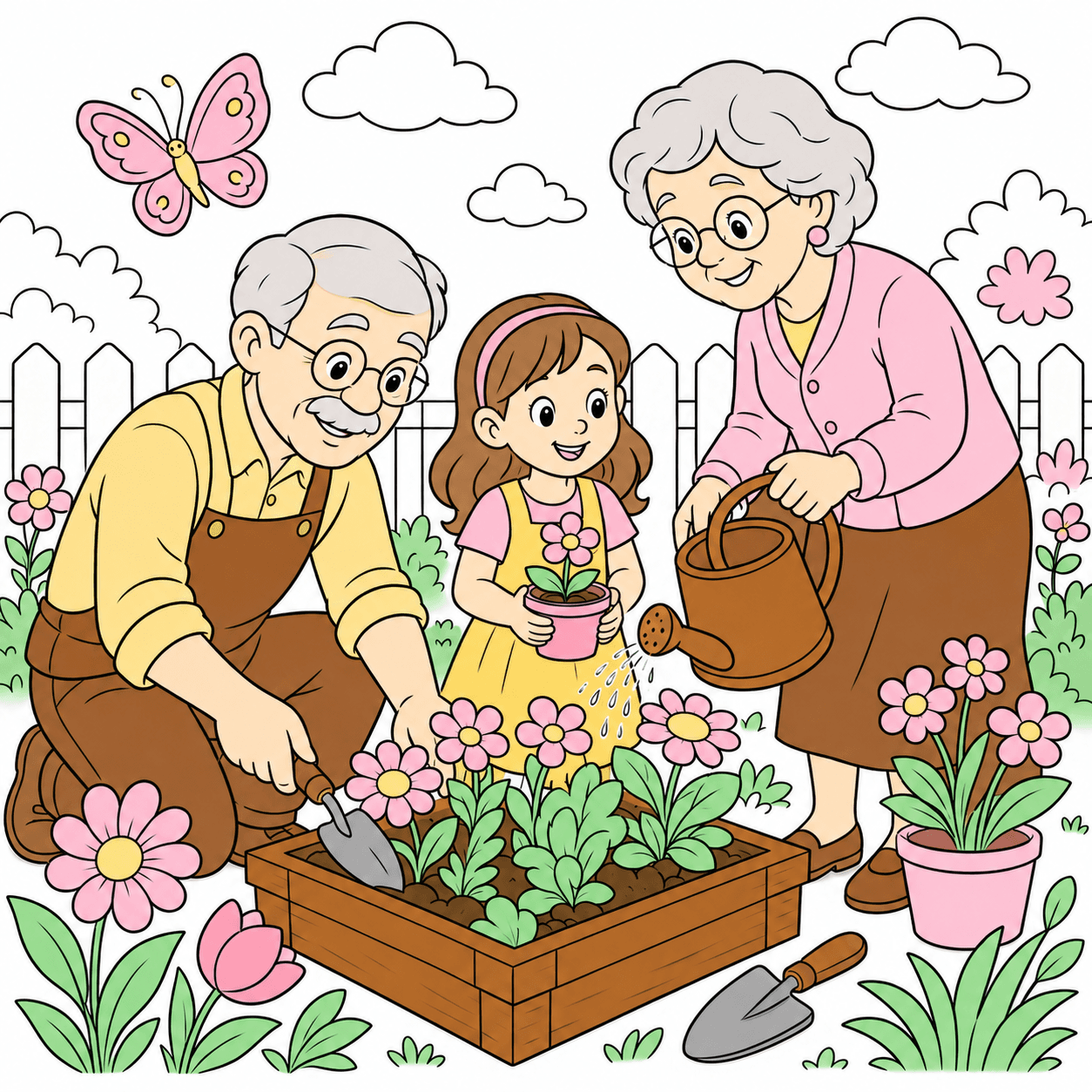 Family Garden Coloring Page finished color reference