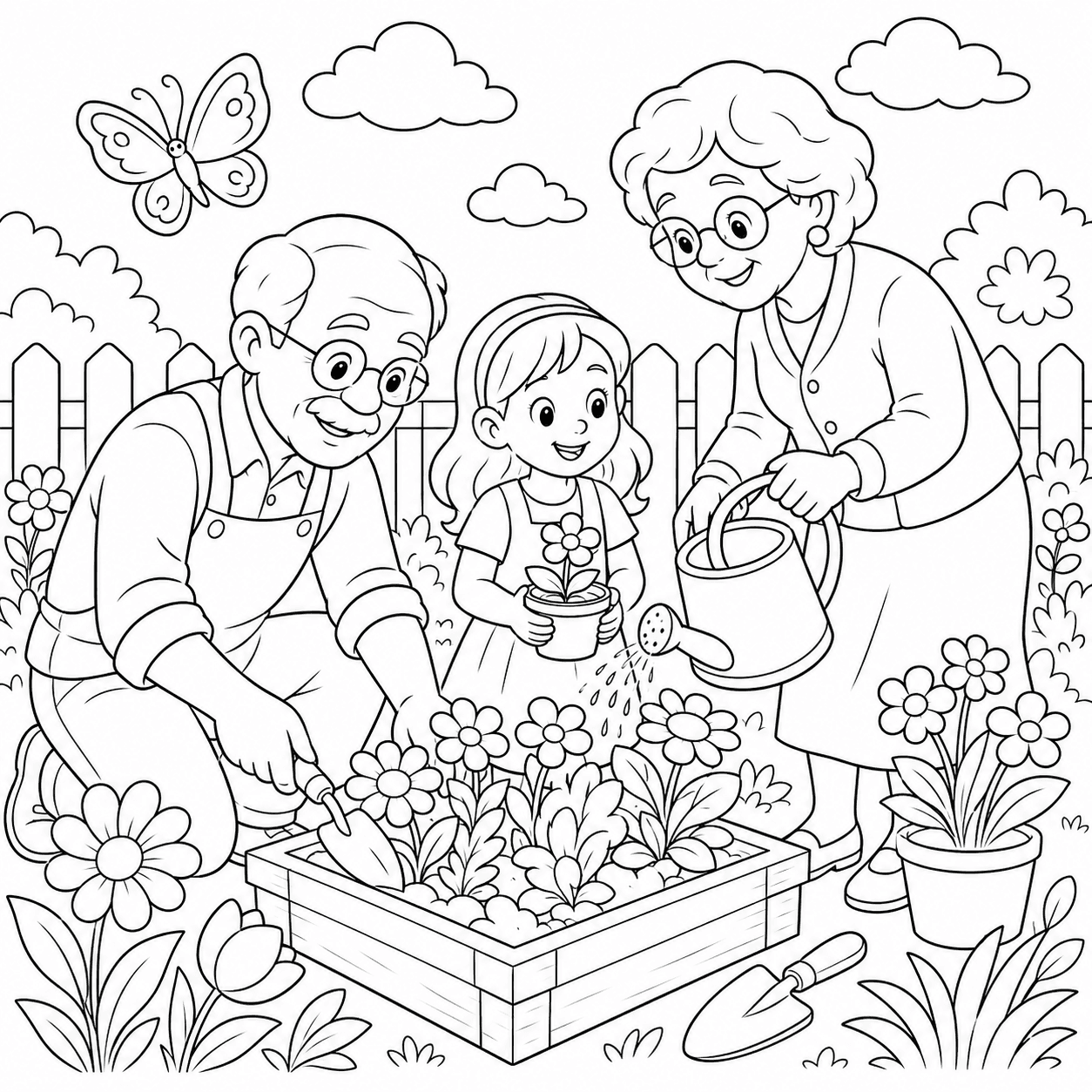 Family Garden Coloring Page