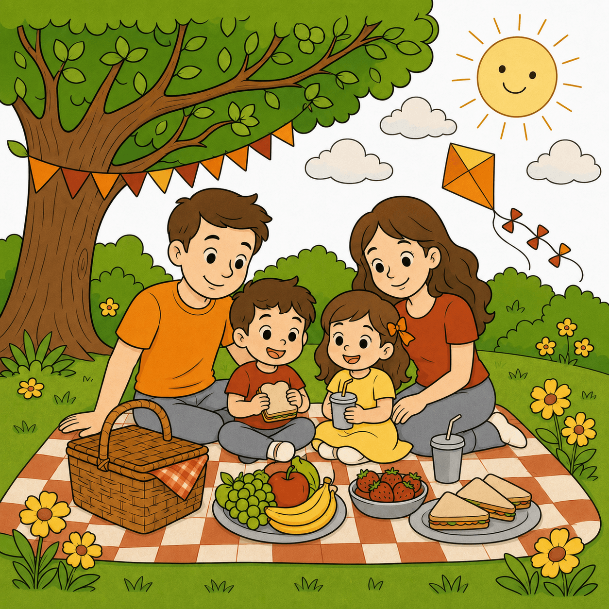 A happy family picnic finished color reference using the Retro palette