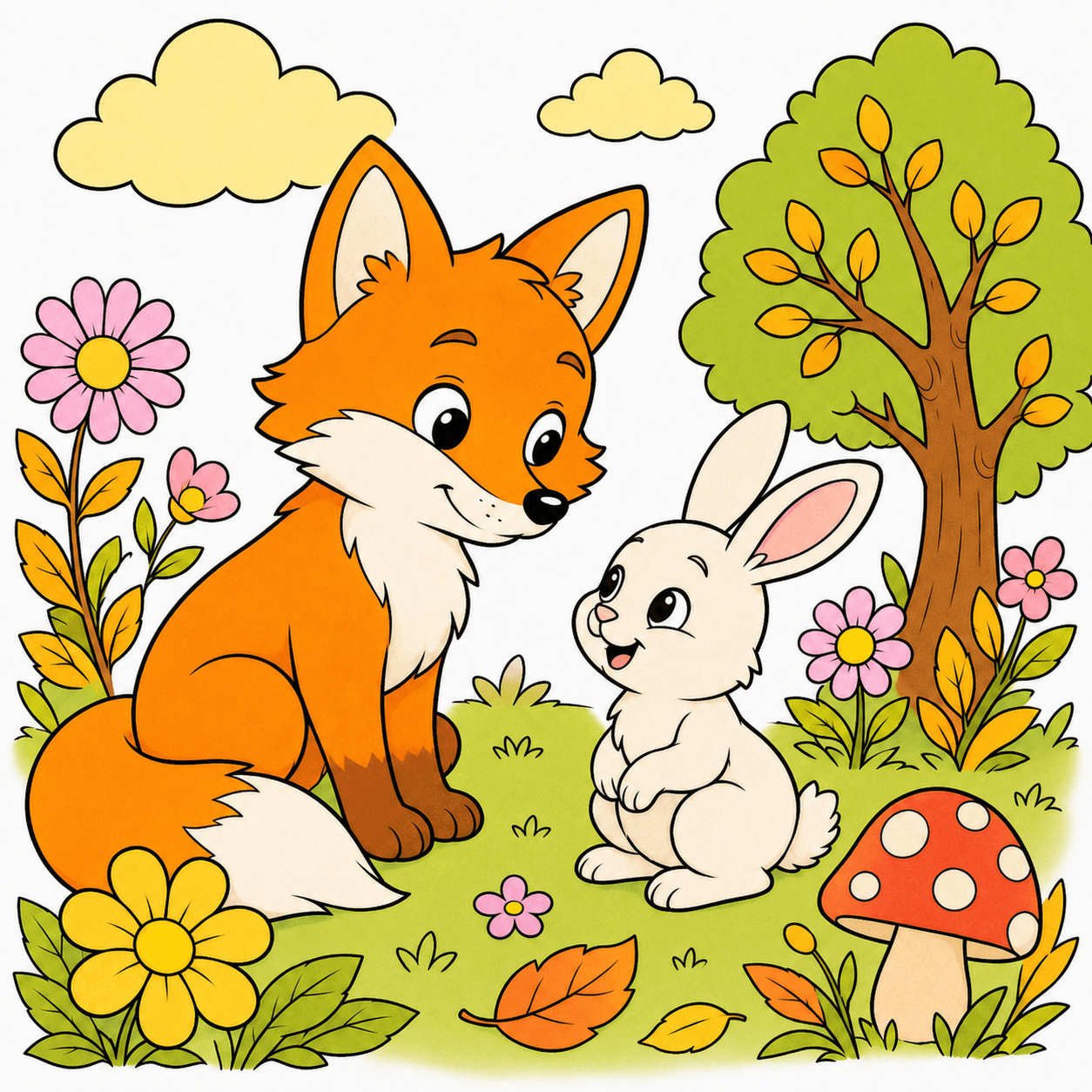 A little friendship in the forest finished color reference using the Warm Natural Palette palette