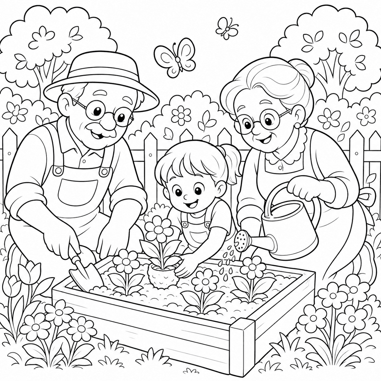 Original A garden memory across generations coloring-page line art