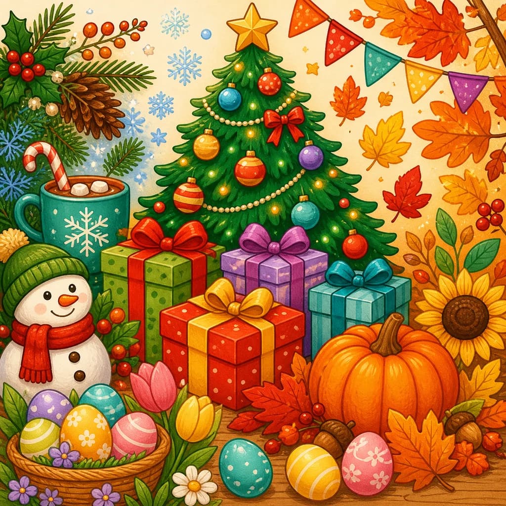 Holiday Coloring Pages colorful theme cover