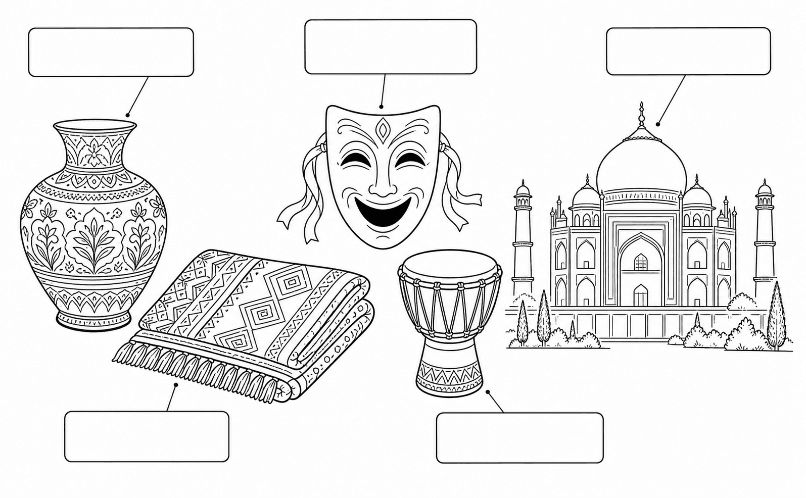 Art and culture objects vocabulary label worksheet