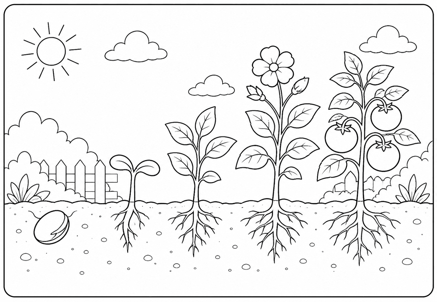 Plants & Life Cycles classroom coloring page theme