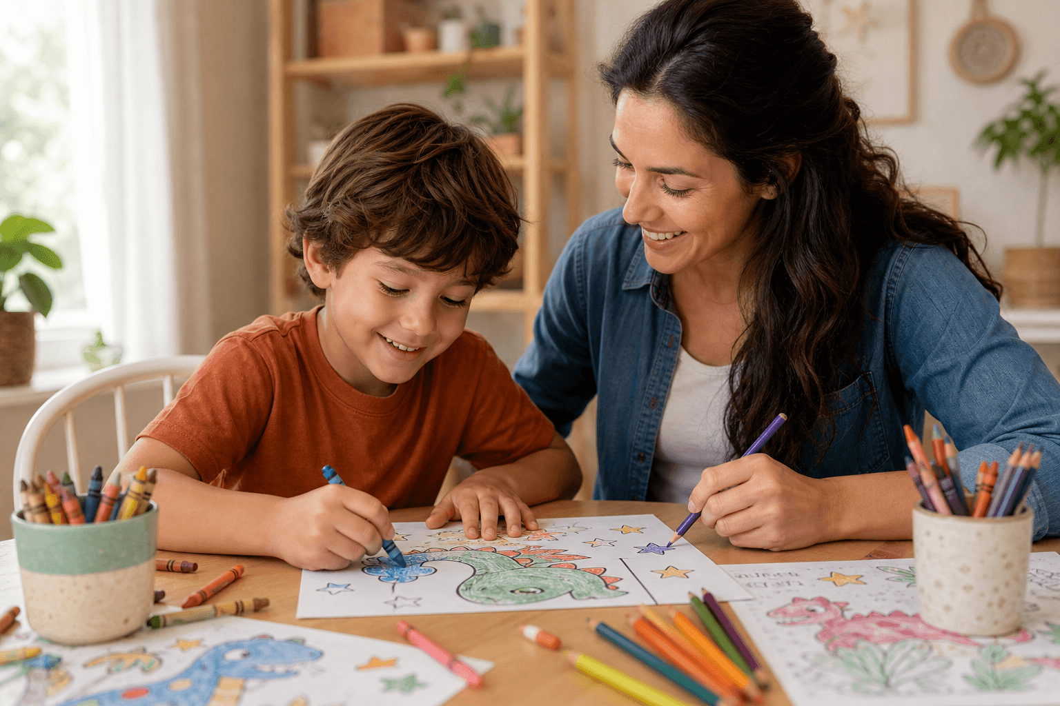 Teacher planning a classroom coloring worksheet