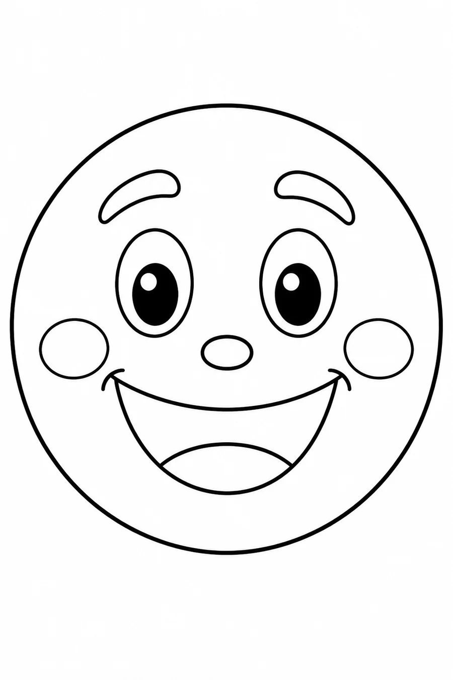 Simple happy face line-art coloring page for a feelings conversation