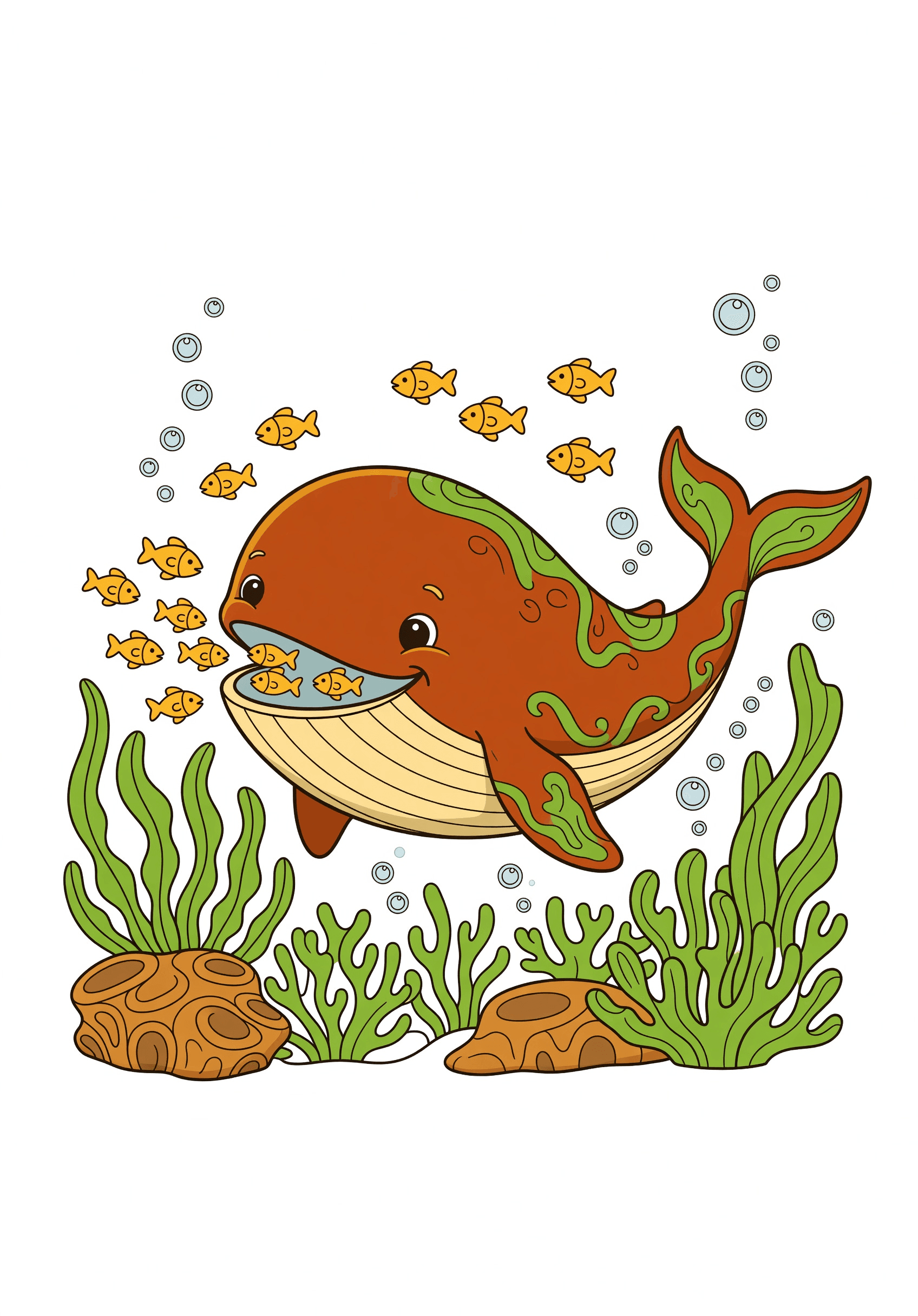 鲸鱼在吃小鱼 | Coloring Inspiration | Colored Coloring Page