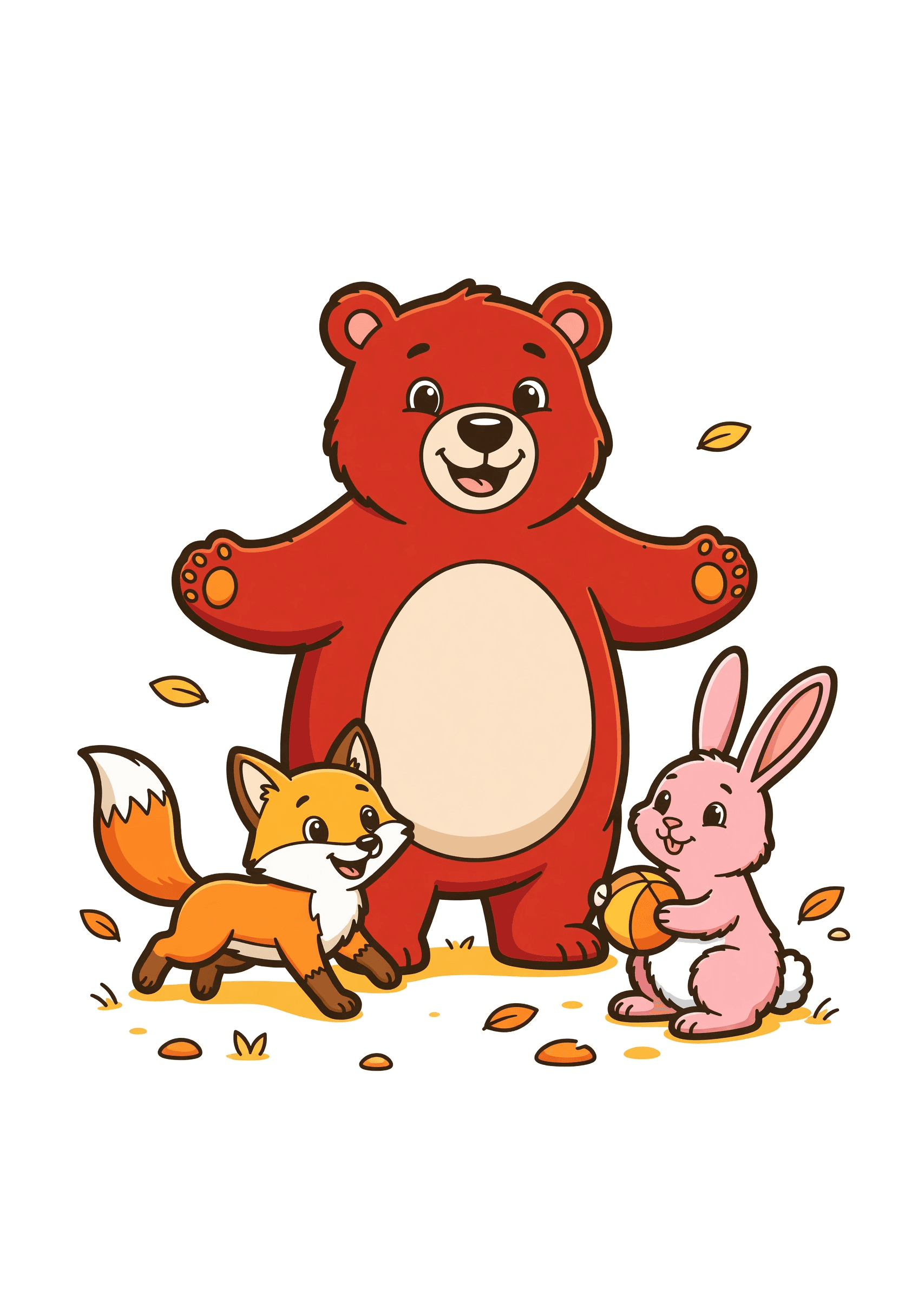 A group of friendly woodland animals playing together | Coloring Inspiration | Colored Coloring Page
