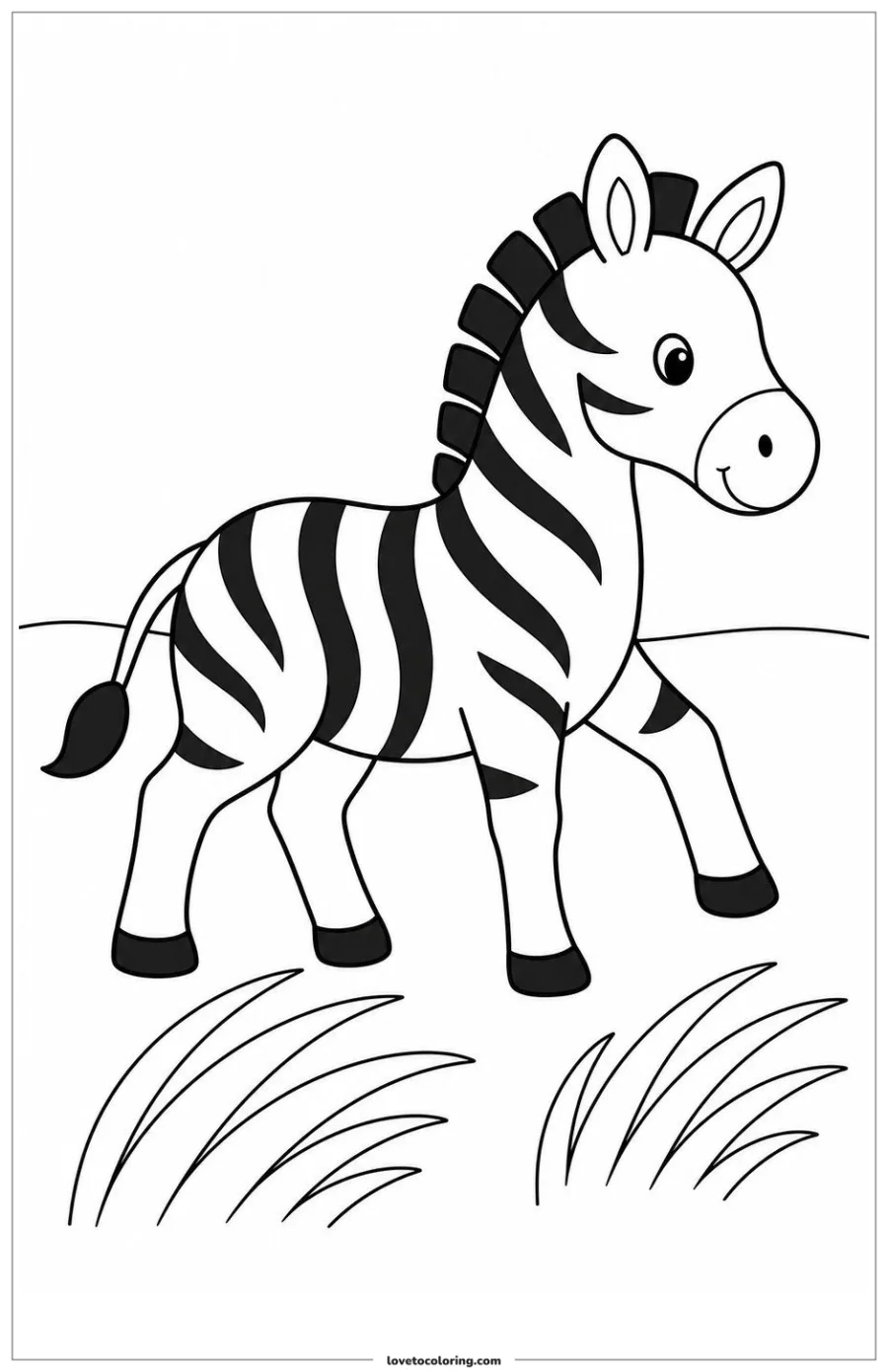 Dibujo para colorear de zebra moving through wind-bent grass