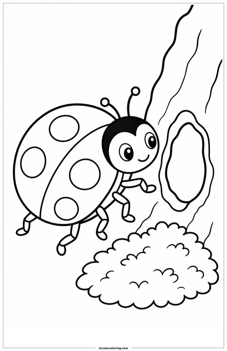 Dibujo para colorear de ladybug pausing beside a small opening in bark