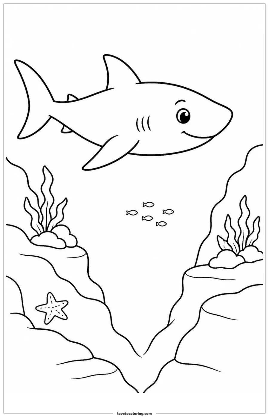 Dibujo para colorear de friendly shark underwater