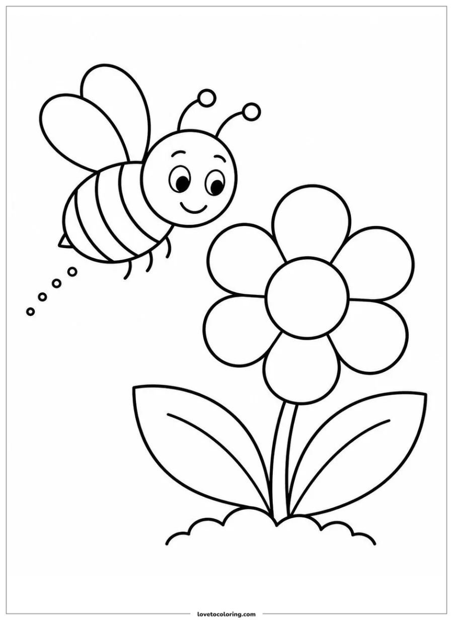 Dibujo para colorear de bee and flower
